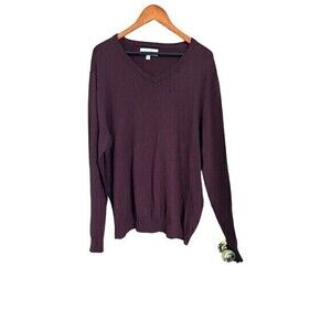 Hawker Rye Sweater Mens Large Burgundy,￼ 95% Cotton 5%‎ Cashmere V-neck T…